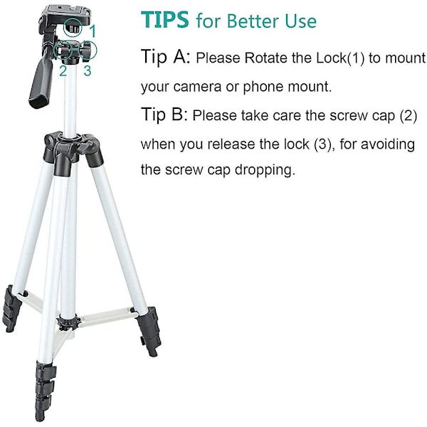 Aluminium Kamera Telefon Tripod Universal Tripod Smartphone Holder til Apple, iPhone Samsung og andre B