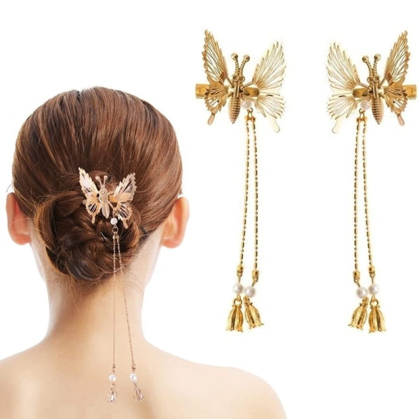Butterfly Hair Clip Movable Glitter 3D Snap Hårklämmor