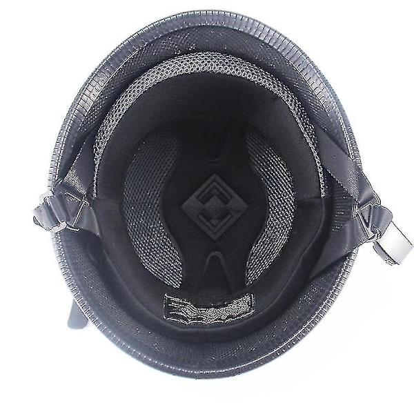 Vintage Moottoripyöräkypärä Cruiser Puolikypärä Saksalainen Kypärä - WELLNGS Kirkas Musta Bright Black XL