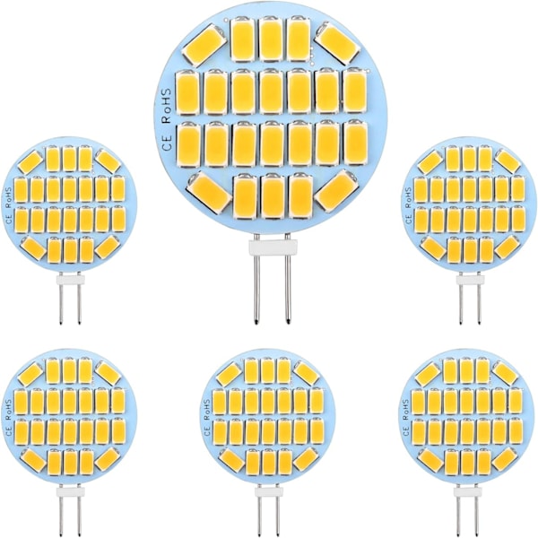 G4 LED 3W, AC12-24V, 300LM Varmvit 3000K, 24x5730 SMD 6-pack-WELLNGS