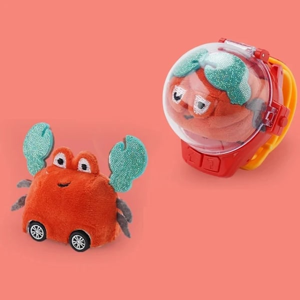 2.4G Mini RC-autokellolelu LED-valolla Sähköinen induktiokello Plussinen pupu Koira Ravun RC-auto Poikien ja tyttöjen lelulahja red Crab