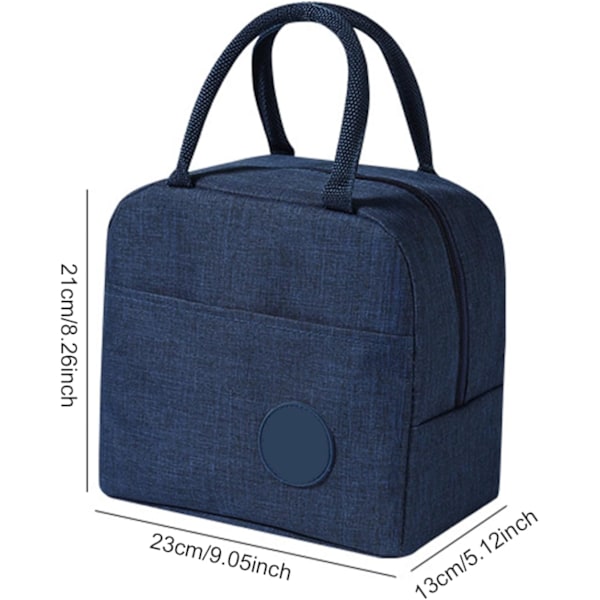 Isolert Matboks Veske Lunsjveske for Kontor Lunsjkjølebag Lett Isolert Matboks Veske Piknikveske med Håndtak for Skole Utendørs M Navy Blue Xsp