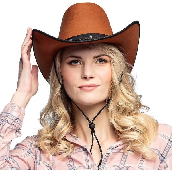 Hotrea! Snygg rosa cowboyhatt för vuxna - perfekt för fester och evenemang med västerländskt tema Brown