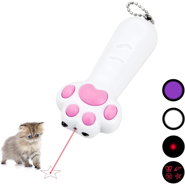 Kissalelu laser 7 in 1 LED-osoitin tassun muotoinen, 3 valaistustilaa