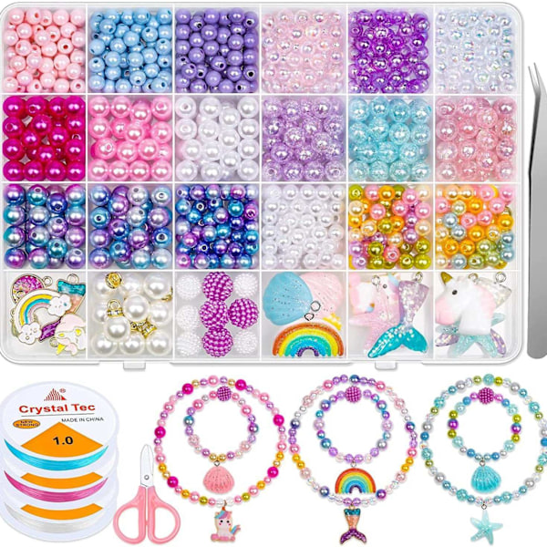 DIY Pärlset Unicorn Charm Set för Barn och Smyckesälskare Multicolored multicolor