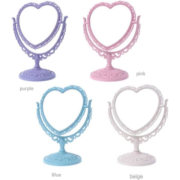 1-pack Enkel och vacker hjärtformad kosmetisk spegel, rosa