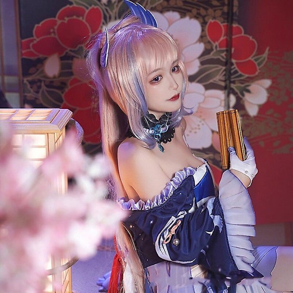 Genshin Impact -peliin tarkoitettu angonomiya Kokomin cosplay-asu, peruukki, hiukset, Halloween-juhla-asut, Genshin-peli, anime-cosplay ja naisten peruukki Wig S