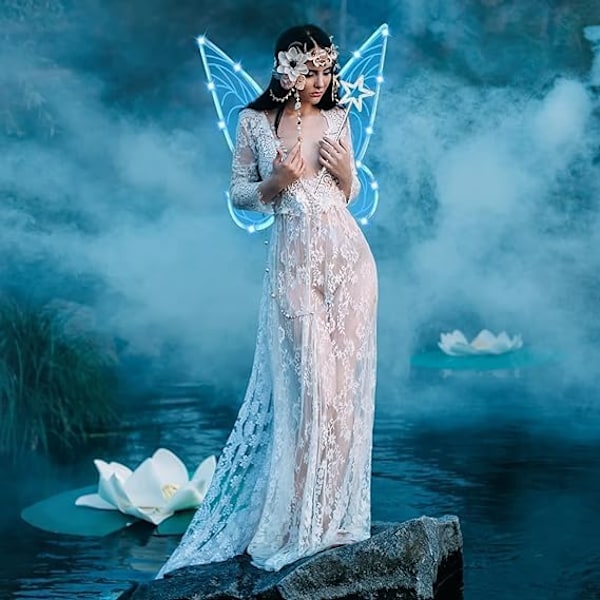 Glittrande älvvingar för vuxna, LED-diadem för älvtemafester Stjärnblå Stjärnblå Starry blue Starry blue
