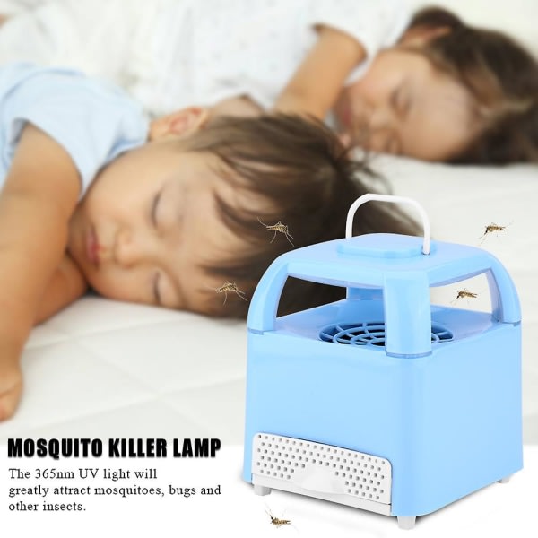 Säker elektronisk USB Uv-lampa ljus inomhus myggdöd buzz flug insektsdödare (blå)