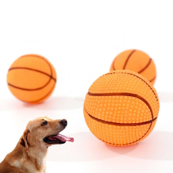 3st Gummi Husdjur Hund Basket Rolig Barn Husdjur Hund Leksak Pipande boll Husdjur Hund Katt Interaktiva träningsverktyg
