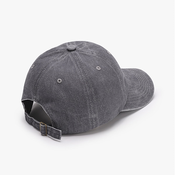 1 vasket baseballkasket i ensfarvet, vintage justerbar, egnet til mænd/kvinder, grå stil