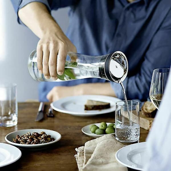 Vattenkaraff 1,8L Borosilikatglasflaska Basic Lutande Lockförslutning[GKS]