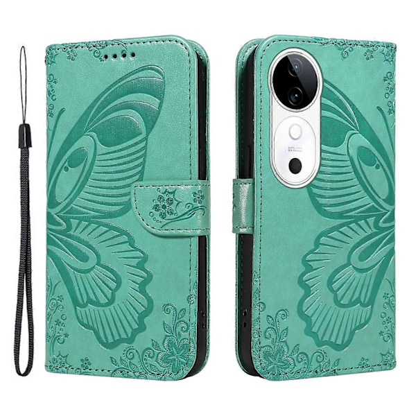 Lommeboketui for vivo S19 5G/V40 5G Støtsikkert Flip Blomster Sommerfugl Lær Telefonetui Flerfarget Multicolor Style E