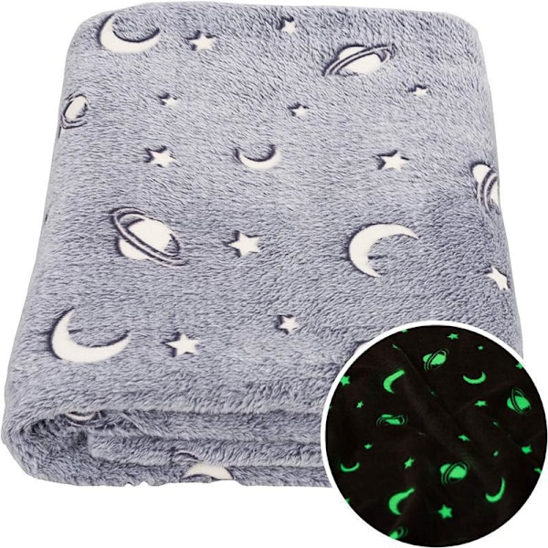 Shining stars and moon blanket, soft and warm blanket, grey, 152*127cm