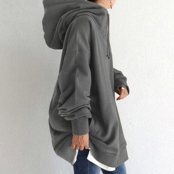 Efterår Vinter Dame Hip Hop Style Åben Front Lynlås Hoodie Til Daglig Arbejde Shopping Khaki Khaki XL