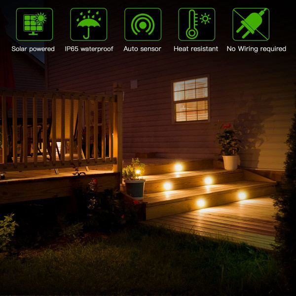 Vattentät solcellslampa för utomhus och trädgård, led solcellslampor, 8 delar, varmvit färg