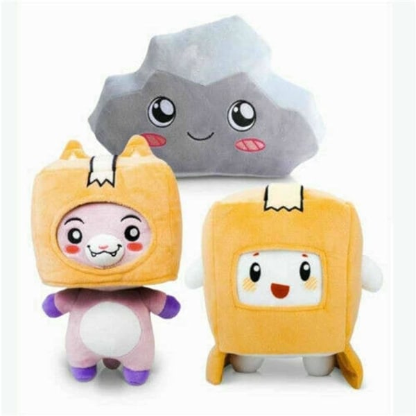 stk Lankybox Sett, Boxy + Foxy + Rocky Anime Myk Leke, Avtakbar Favoritt Plysj