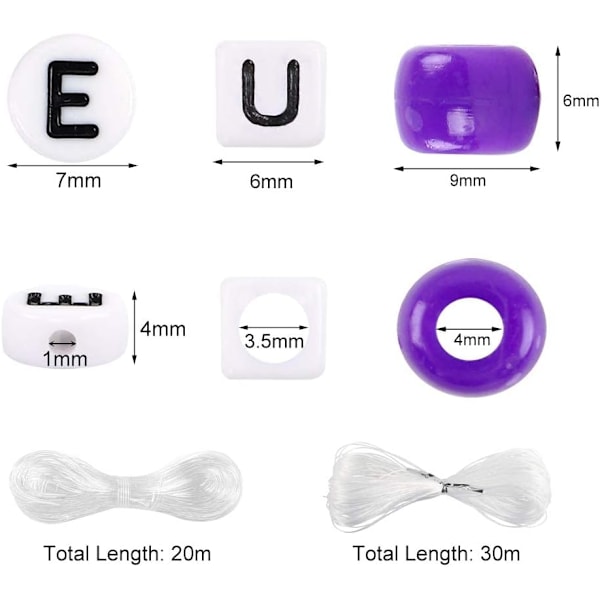 4000 st Pony Pärlor Kit, 2400 st Regnbågs Kandi Pärlor och 1600 st Bokstavspärlor, 24 Färger Plast Hantverkspärlor Bulk för Armband Smycke