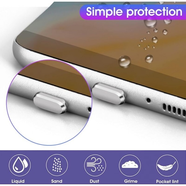 6-pack svarta dammskydd i aluminiumlegering för USB C