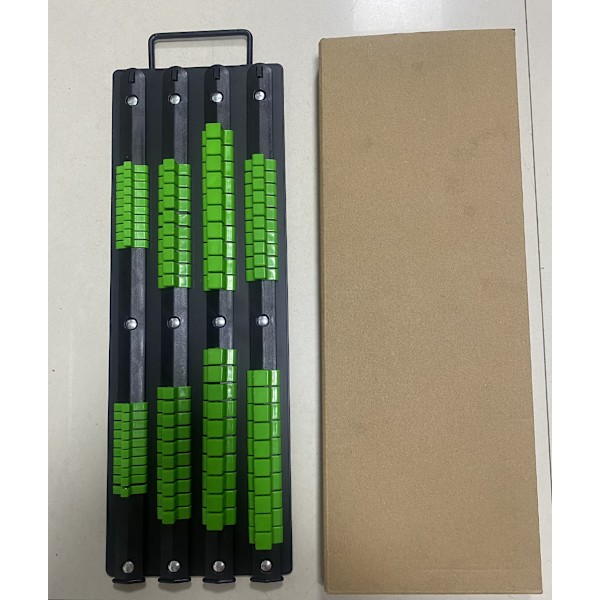 80 Deler Bærbar Pipenøkkelorganisator, Sett med 1, Verktøyorganisator 1/4\", 3/8\", 1/2\", Kraftig Pipenøkkelholder, Svarte Skinner, Blå og Røde Klemmer Green