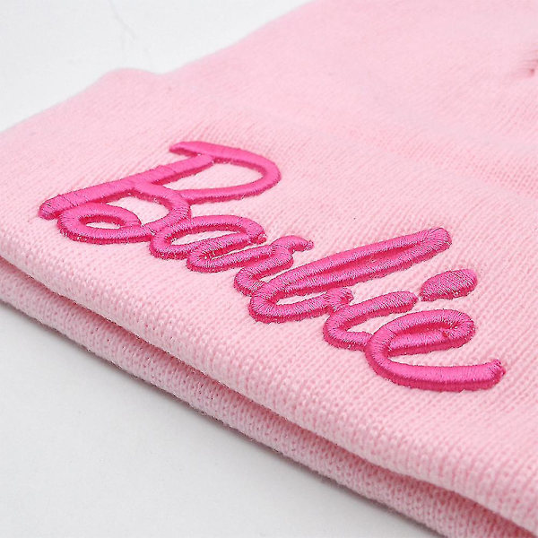 Barnens Barbie Stickad Mössa Beanie Höst Vinter Utomhus Keps Barbie Fans Hatt Gåvor Light Pink