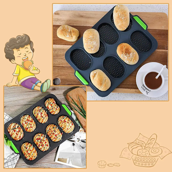Mini baguette bageform, non-stick pande med huller, brødbageform, perfekt til bagning af baguettes