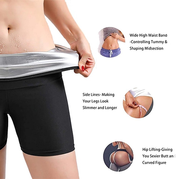 2-i-1 Bastubyxor för Kvinnor Träning Viktminskning Slimmande Byxor Tränings Tights Bastu Sweatpants