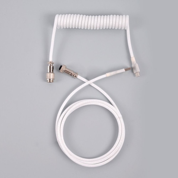 Mekanisk tangentbord spiral kabel USB tangentbords kabel ROSA white