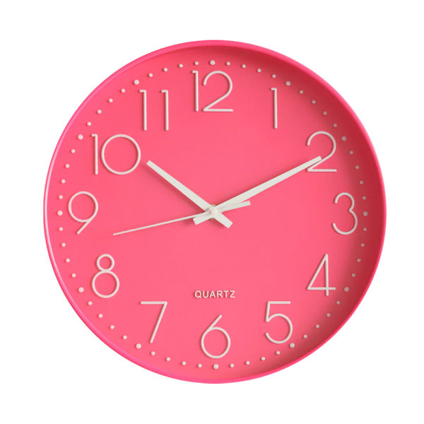 Stille veggklokke rosa 12 tommer【GKS】