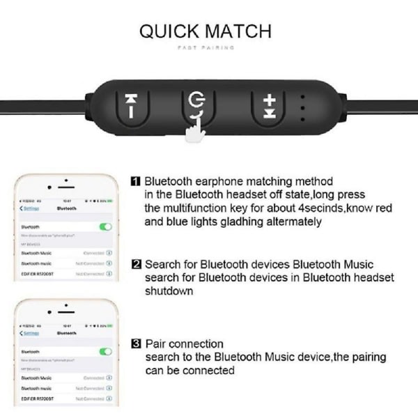 Trådlösa magnetiska Bluetooth hörlurar Handsfree-headset med mikrofonbrusreducerande hörlurar för Huawei Xiaomi Samsung opp bag blue330