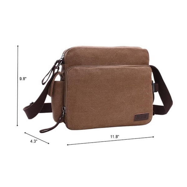 Lille vintage skuldertaske i canvas og læder Brun Brun
