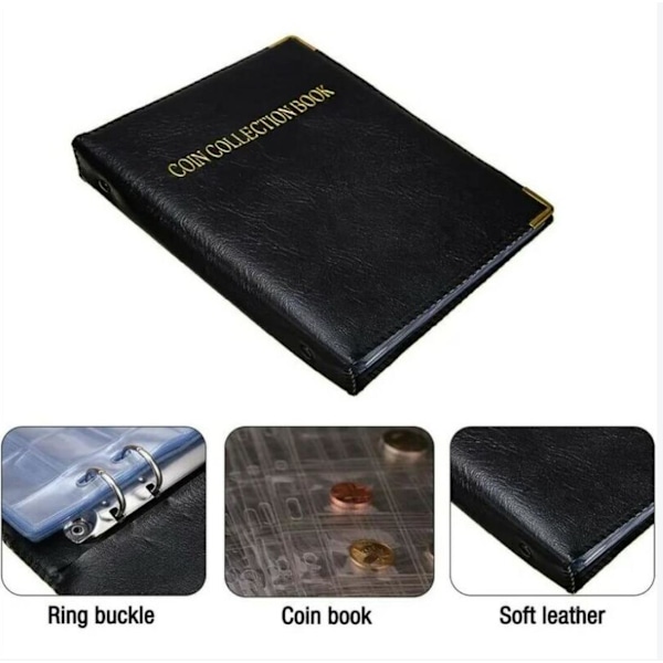 Myntalbum 480 fickor, myntalbum i läder, Paris Mint Binder,