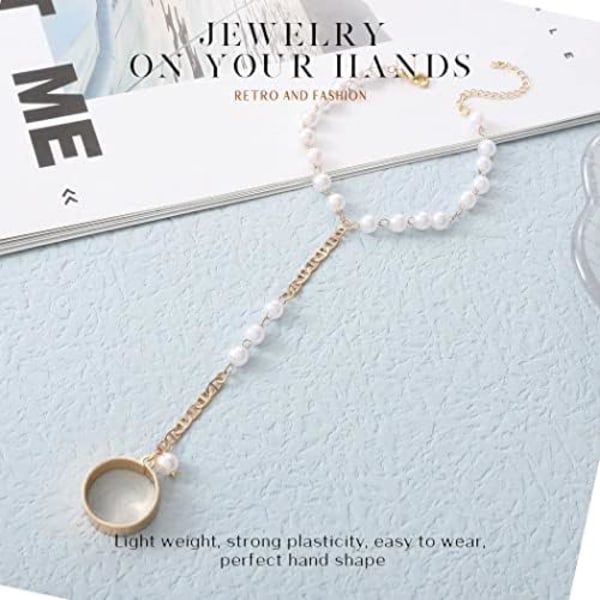 Ring Armbånd Håndkæde Perle Fingerring Armbånd Guld Slave Håndsele Armbånd Mode Smykketilbehør til Kvinder