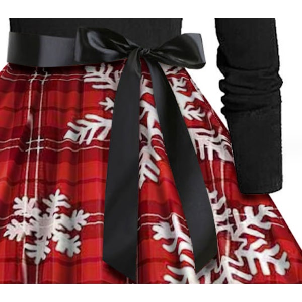 Naisten joulu V-kaula-aukkoinen mekko Vintage-printti Pitkä tyyli 1 Style1 M