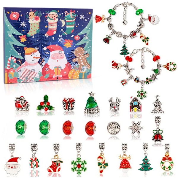 Jul Nedräkning 24 Kalender Advent Överraskning Blind Box Jul Armband Kostym C