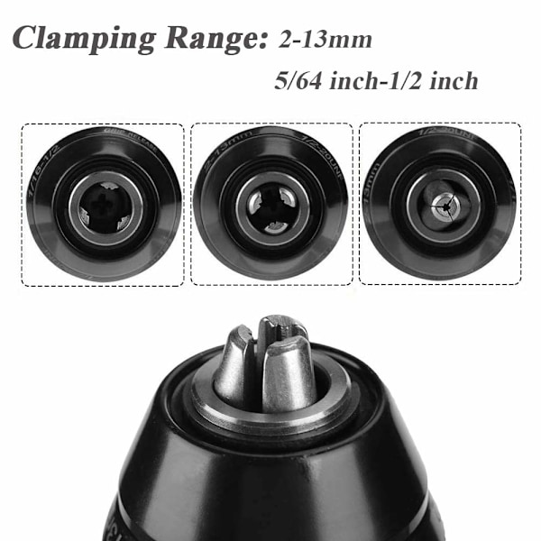 2-13MM Nyckellös Borrchuck med SDS Plus Adapter, Kraftig 1/2-20UNF Slagborrchuck Konverterare Snabbväxlingsadapter Konverteringsverktyg