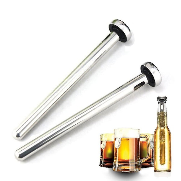 Beer Chiller Stick For Bottles, 2 Pcs 304 Stainless Steel Beer Chiller With Food Grade Silicone, Fantastic For Bbq, Party 173*35mm