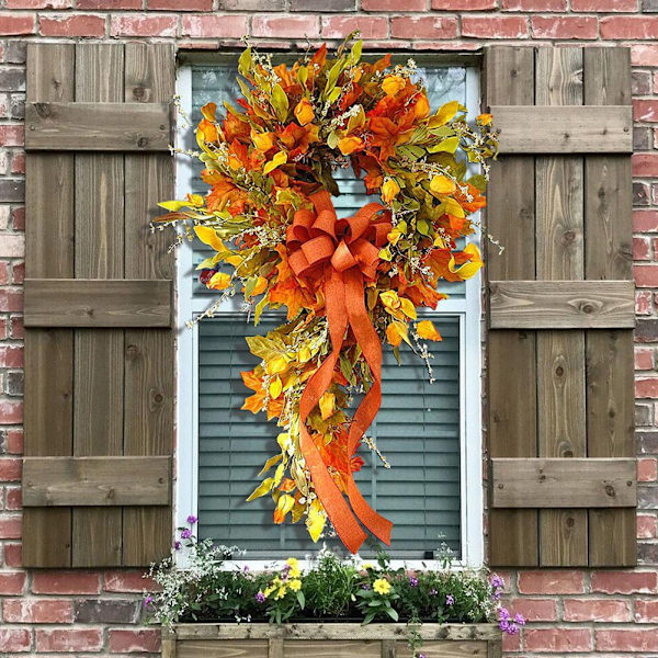 Store efterårs kranser til yderdøren Kunstig Efterår Efterårs krans Kunstig løvblade Høst Garland Halloween Thanksgiving Dekoration Multicolour
