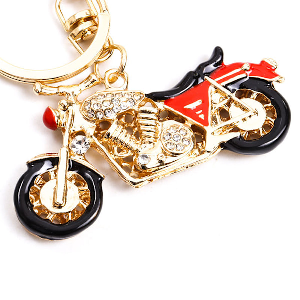 Fashion Motorcykel Nyckelring Guld Röd Emalj Flickor Barn Present