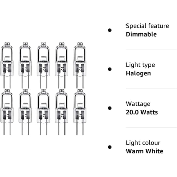 G4 Halogenlampor 20W 12V Varmvit - 10-pack 10st[GKS] 10pcs 20W