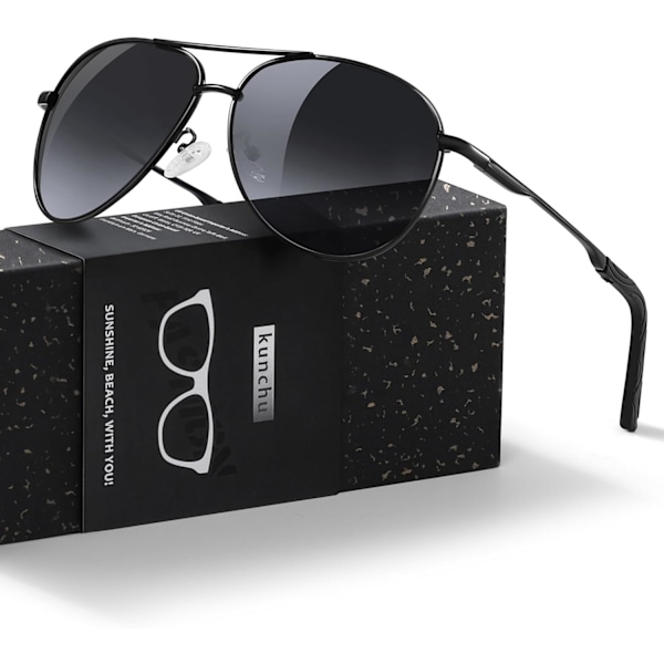 Pilot Solbriller Mænd Polariserede Solbriller Unisex UV400 Beskyttelse Sorte Solbriller Kørsel, Fiskeri, Løb Klassisk Ultralet Farvetone Black Frame