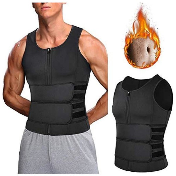 Men Body Shaper Waist Trainer Sauna Vest Double Belt Abdomen Slimming Sweat Vest Fitness Belt( Size : S )