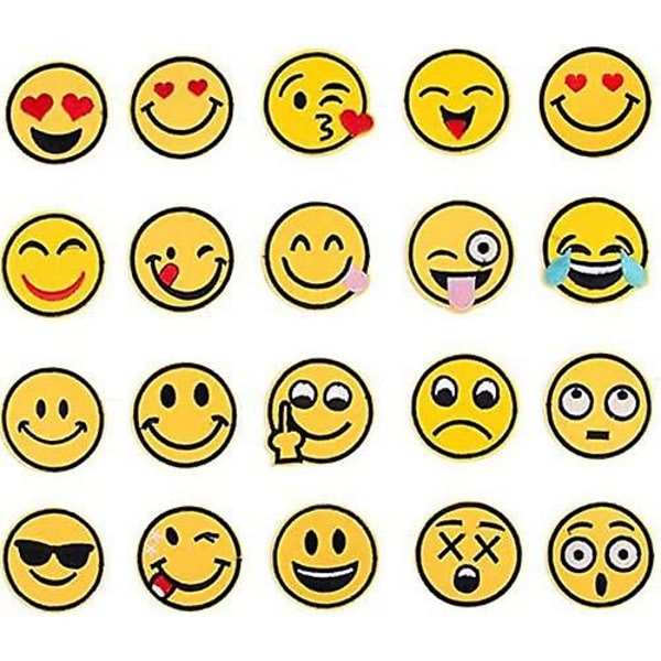 Broderilappar 26 st. Emoji-uttryck Sy-på-påstrykningslappar Barn påstrykningslappar för kläder T-shirt Jeans Jacka Väska gör det själv