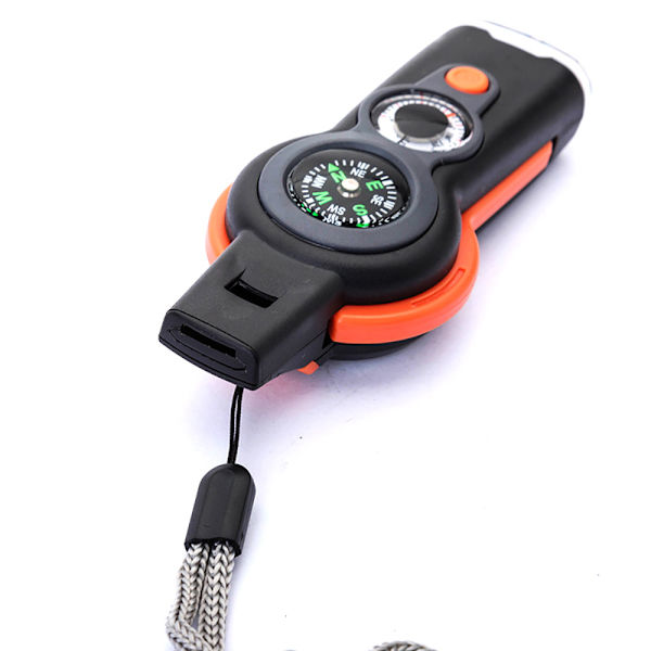 Multifunktionell 7-i-1 Utomhusvisselpipa med LED-lampa, Termometer och Kompass