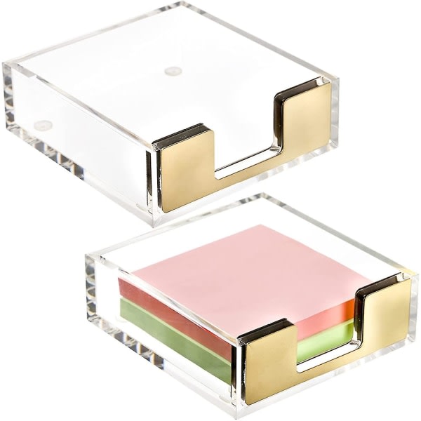 2-pack anteckningsblockshållare i akryl, modernt genomskinligt anteckningspappershållare Dispenser Memohållare