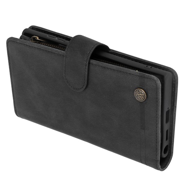 PU Læder Wallet Etui med Lynlås til Samsung Galaxy S22 Ultra