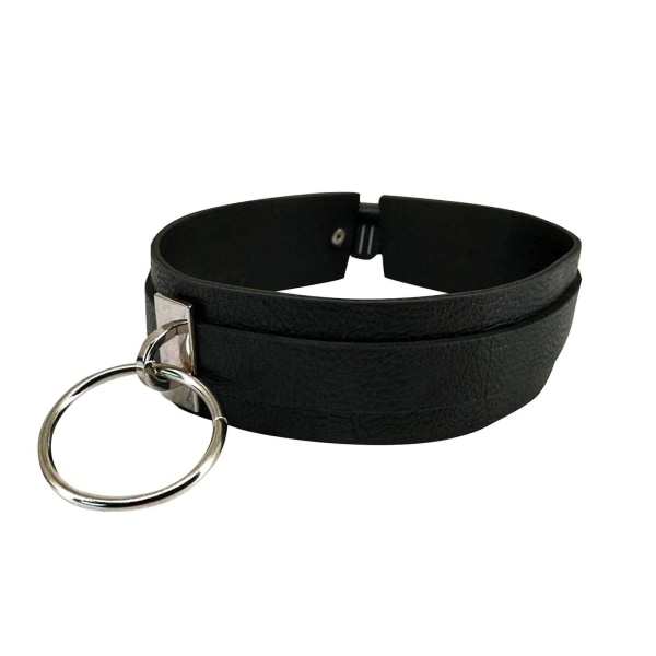 Kule sorte choker-halskjeder for kvinner, punk goth choker, gotisk choker i PU-lær