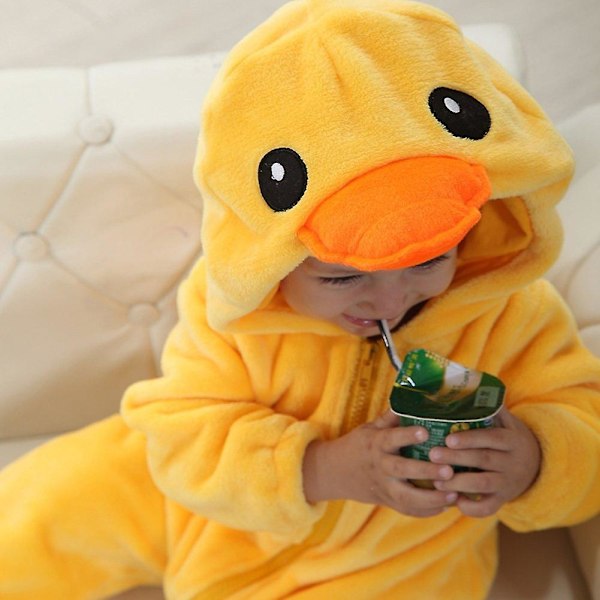 Reedca Barnekostyme med Dinosaur for Barn, Søt Kostyme med Hette for Halloween, Gul And Yellow duck 12-18 Months