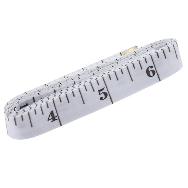 Mjukt måttband med dubbla skalor för kroppssömnad, flexibelt linjal för viktminskning, medicinsk kroppsmätning, sömnad, skräddarsydd hantverk, vinyl linjal, (vit)