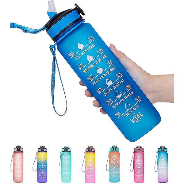 Sportsvandflaske med tidsmarkeringer, holdbar, 1 liter, 1 klik åben (farve: St3)